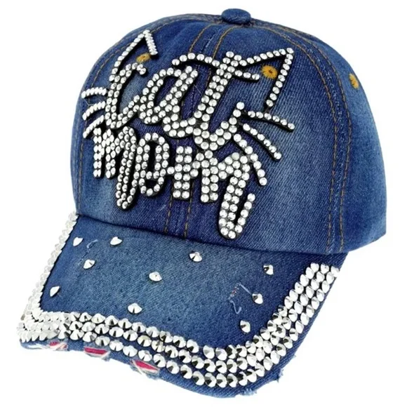 Accessories | Nwt Bling Denim Adjustable Rhinestone Cat Mom  display picture 2